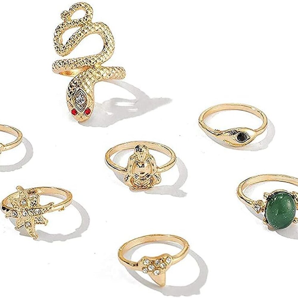 Gold Boho Ring Sets Stackable Knuckle Ring Vintag… - image 8